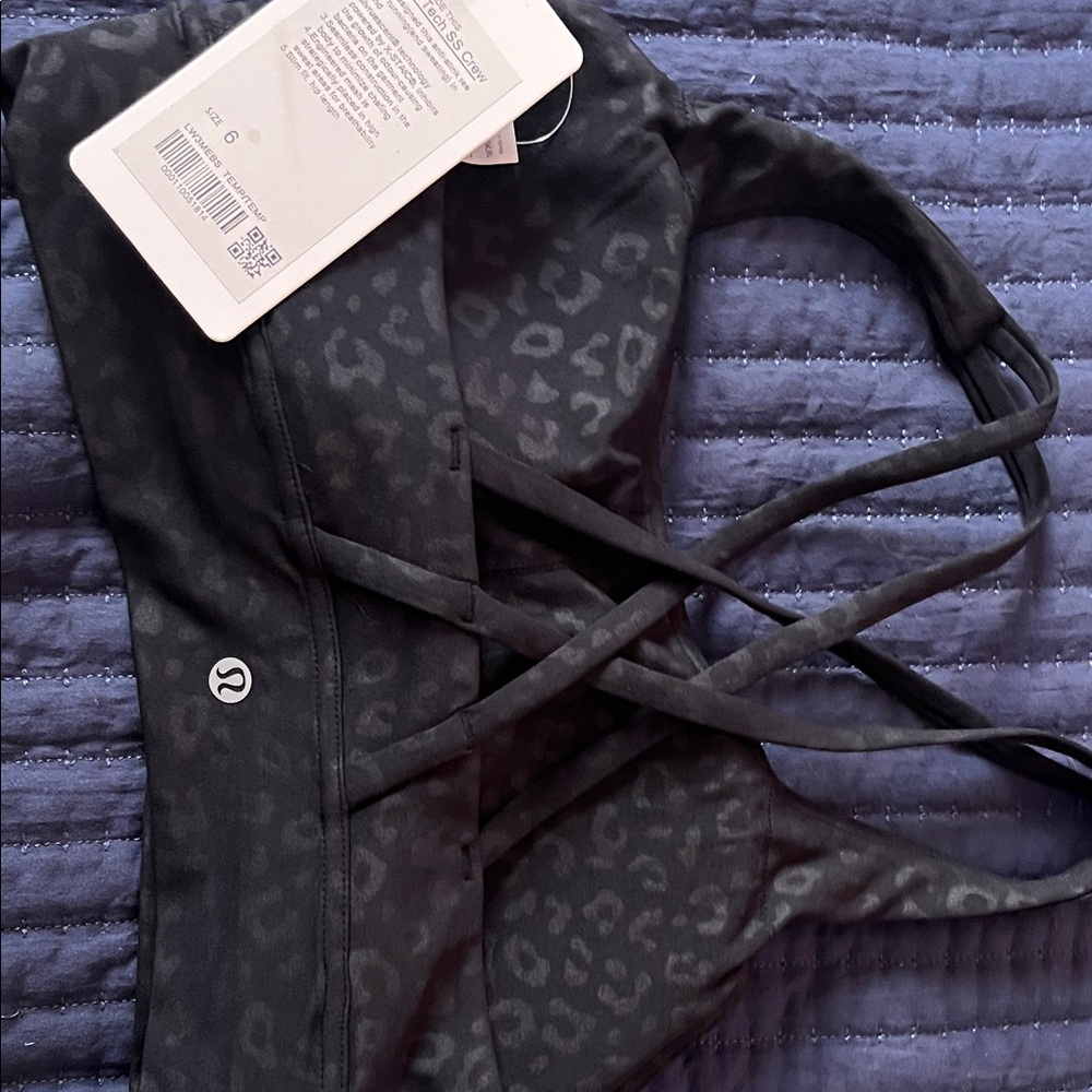 lululemon Black Subtle Leopard Strappy Sports Bra